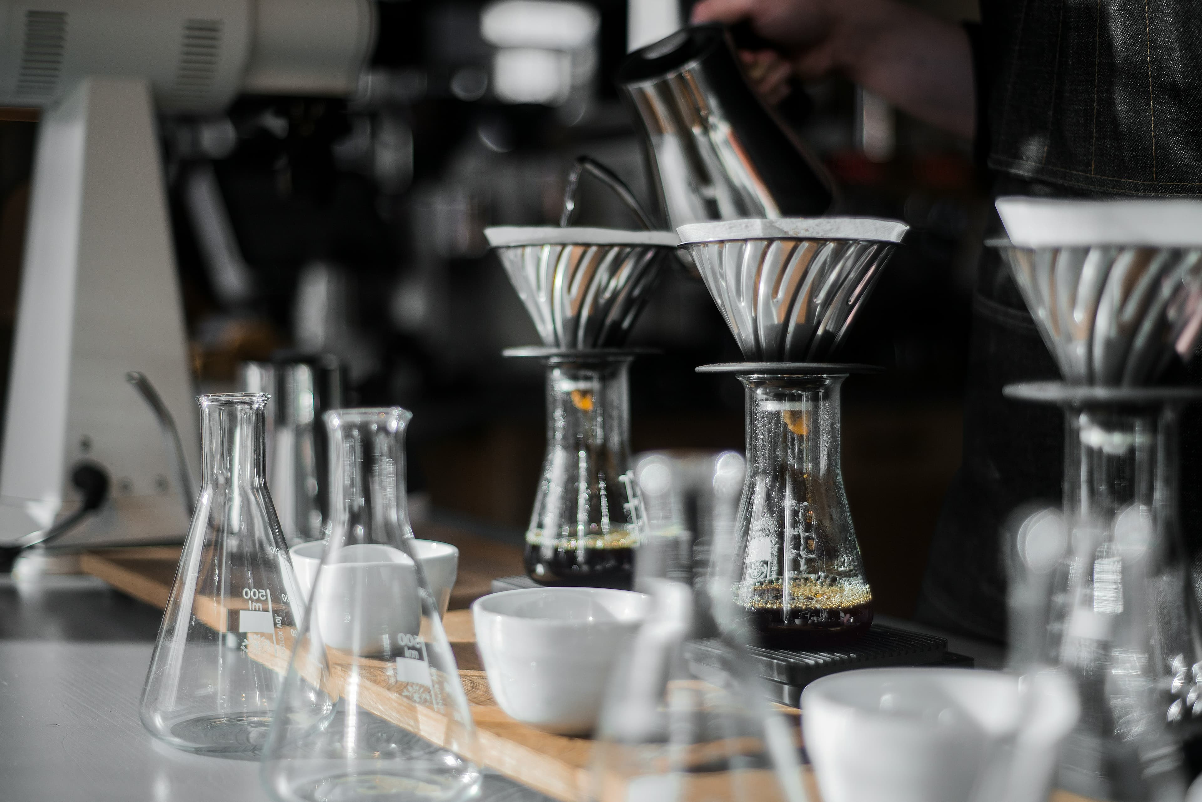 Pour-over coffee being brewed with precision